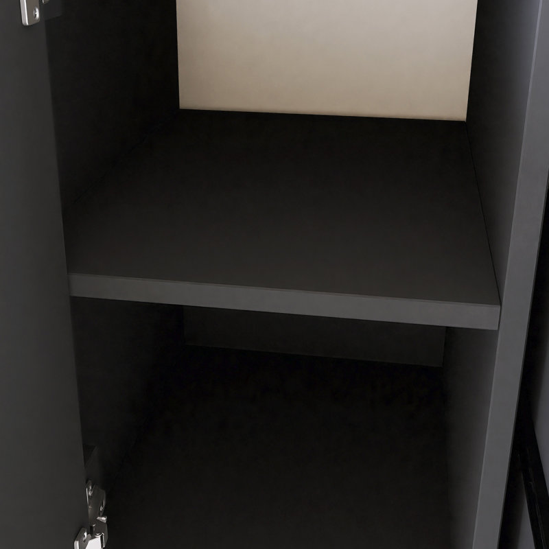 36" Freestanding Single Bathroom Vanity With White Ceramic Integrated Top, Black