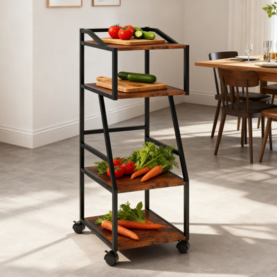 Mini-chariot à roulettes avec organisateur à 4 niveaux - Chariot de rangement mobile avec roues verrouillables pouvant contenir 2 petits réfrigérateurs pour le dortoir, la chambre à coucher, le salon et le rangement des soins de la peau