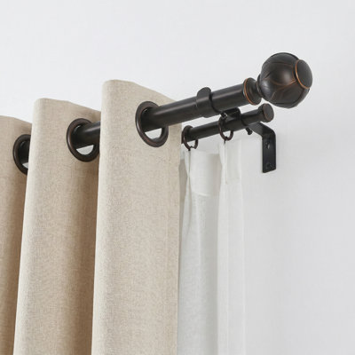 Ensemble de tringle à rideaux double réglable en fer bronze huilé