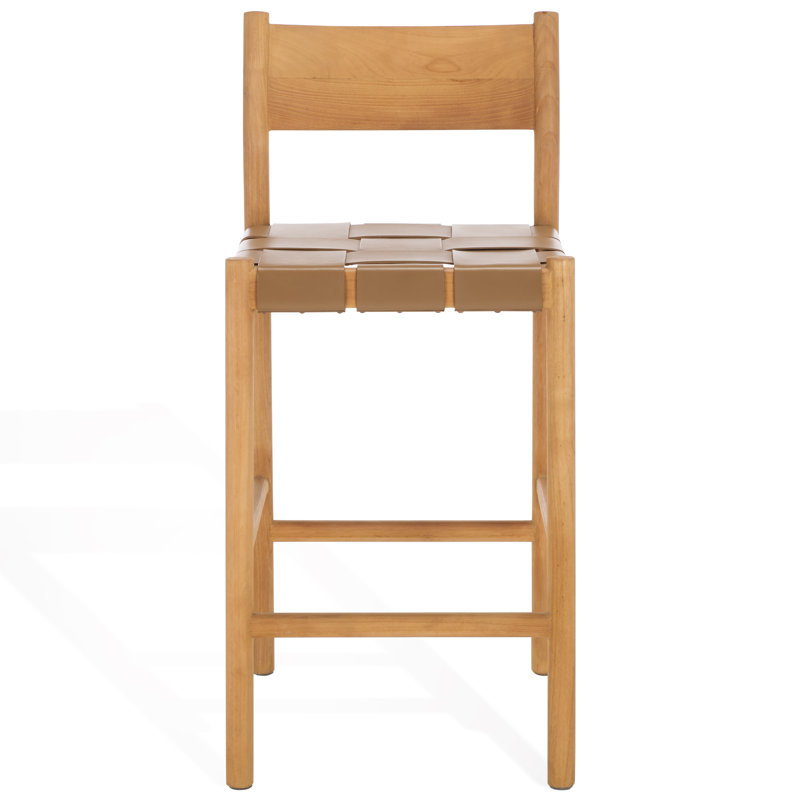 Tabouret de comptoir en cuir tissé Hentges, Brun