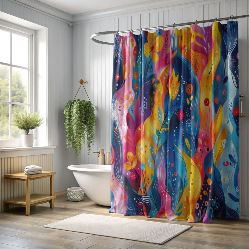 Rideau de douche Cheerful Art - Premium, H 74 po x l 71 po