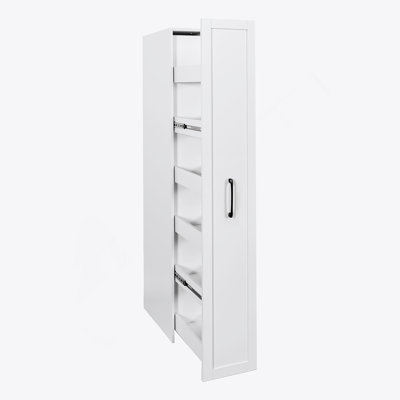 White,Large, Slim Storage Cart, Kitchen Rolling Cart, Narrow Storage Cabinet With Handle & Wheels, Wood Spice Rack Next To Fridge, Pantry Shelf For Kitchen, Small Spaces