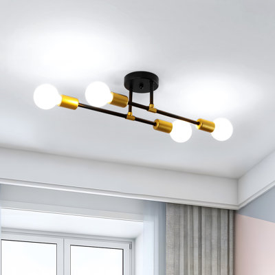 Modern 4-Light 51cm Black Flush Mount Ceiling Light 