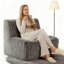 Fauteuil sans accoudoirs en fausse fourrure, canapé simple moderne l 32 po avec siège profond, idéal pour la chambre à coucher, le salon, les dortoirs et les appartements - aucun assemblage requis-1562838918