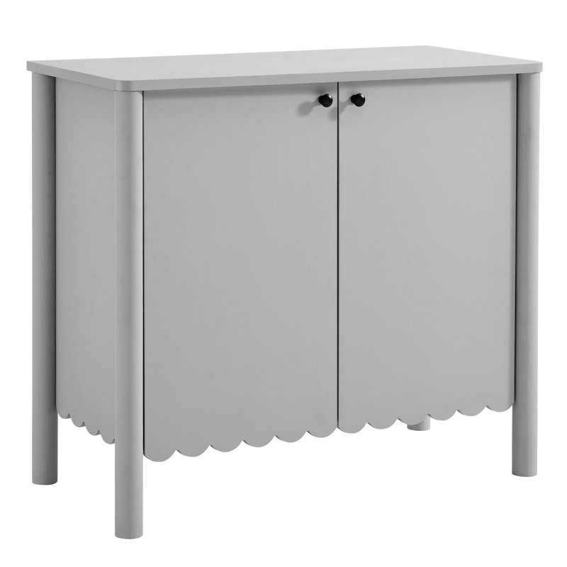 Emmeline Light Gray Scalloped Edge 35" Sideboard Cabinet
