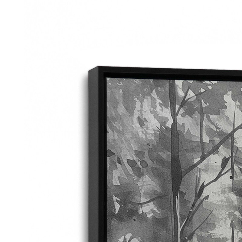 Ensemble de 3 impressions sur toile Forest Enclave, Cadre flottant noir satiné, H 18,75 po x l 38,25 po x P 1,75 po
