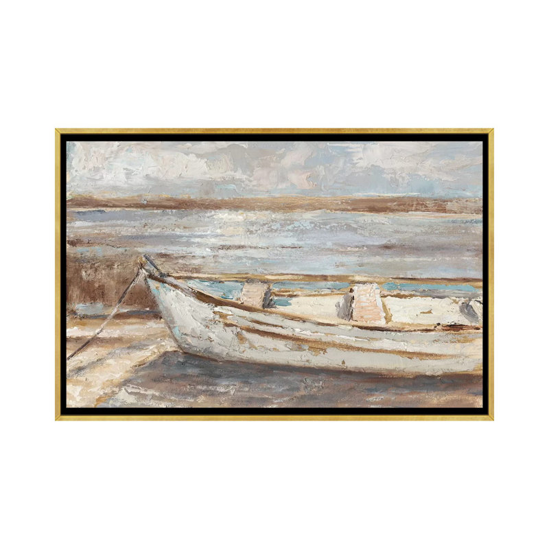 «Weathered Row bateau II» par Ethan Harper - reproduction d'art, H 26 po x l 40 po x 1,5 po, Toile encadrée d'or