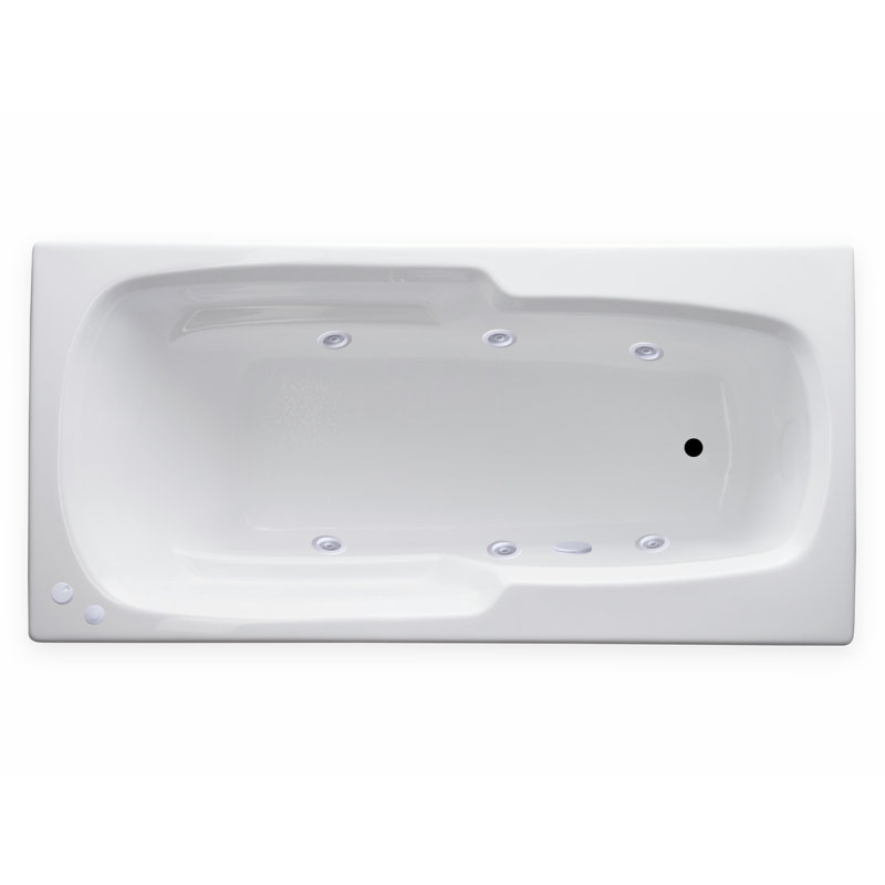 65'' x 32'' Drop-In Whirlpool Acrylic Bathtub, Right
