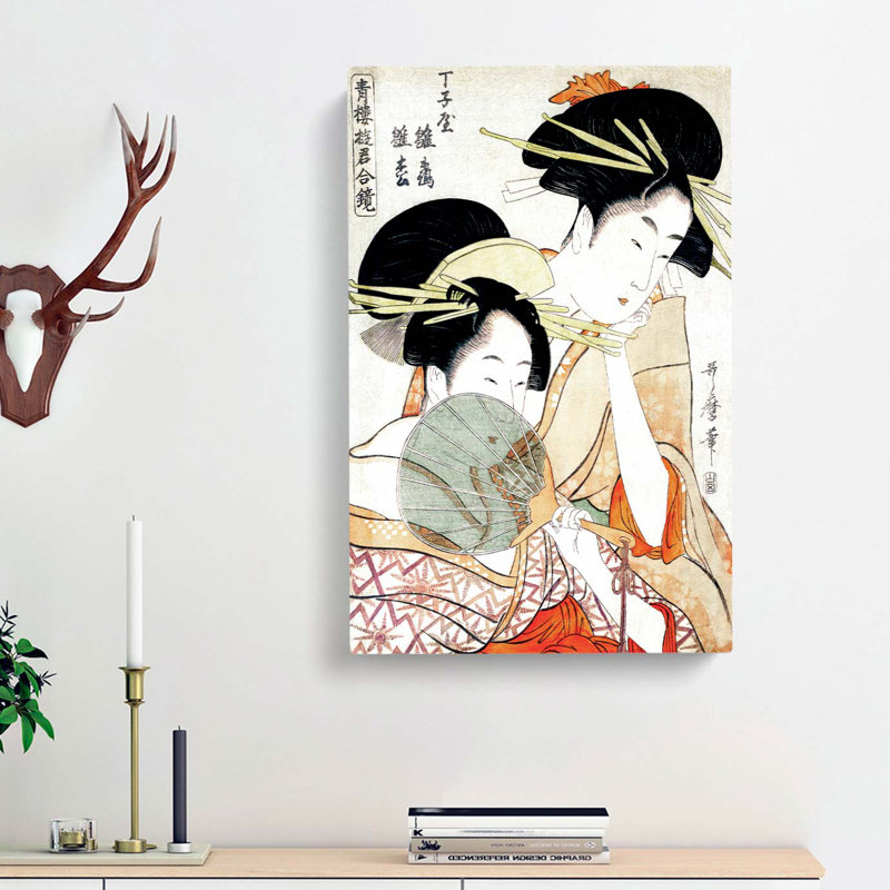Chojiya Hinazuru Hinamatsu by Kitagawa Utamaro - Wrapped Canvas Painting, 60cm H x 40cm W x 3cm D
