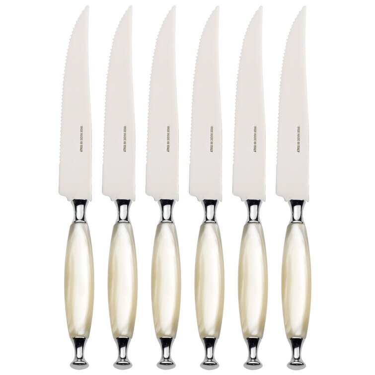 6-Piece White Triple Rivet Steak Knife Set