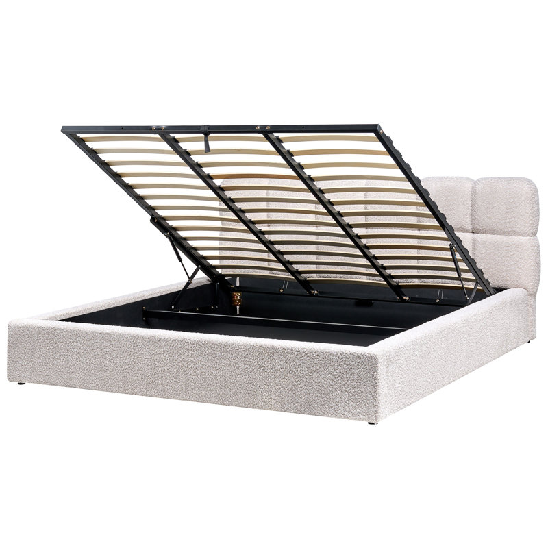 Ottoman Bed Boucle Chandale Light Beige, Super King (6')
