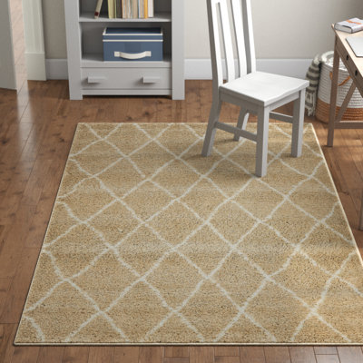 Tapis taupe / ivoire à poils longs derrière