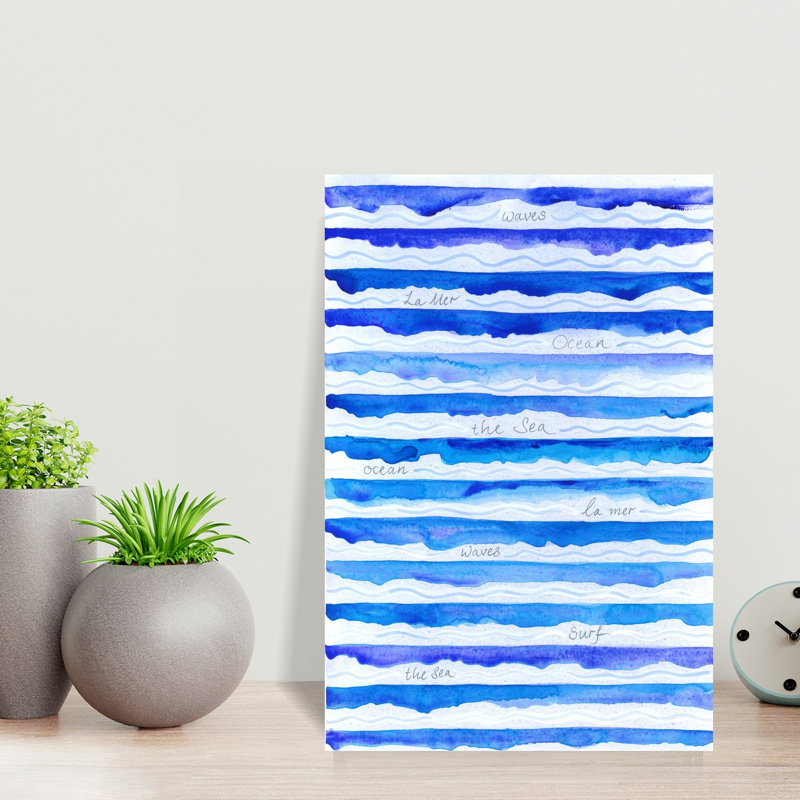 Vagues abstraites sereines, océan contemporain, art mural d'été, H 18 po x l 12 po