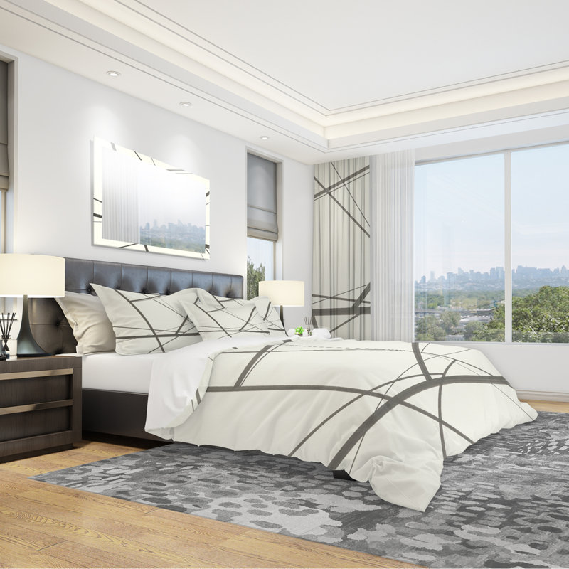 minimaliste noir et blanc IV - Ensemble de housse de couette transitionnel - Microfibre de polyester