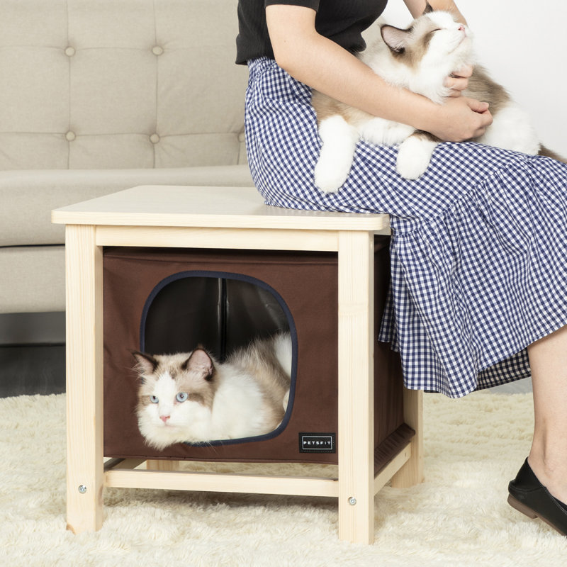Maison pour chat avec molleton doux, brun
