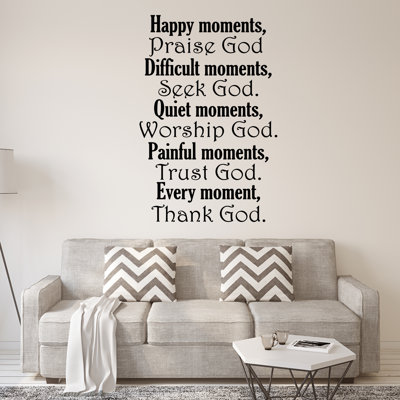 Adhésif décoratif «Happy Moments Praise God Christian Quotes»