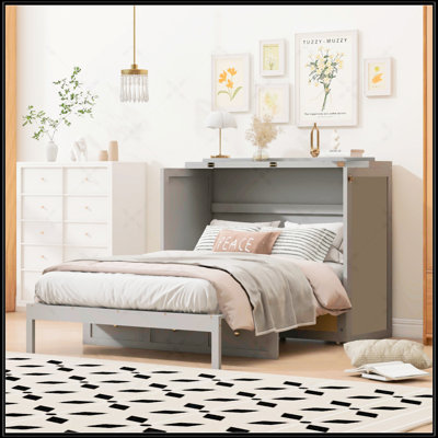 Full Size Murphy Bed With Large Drawers, Space-Saving And Stylish Design For Modern Living