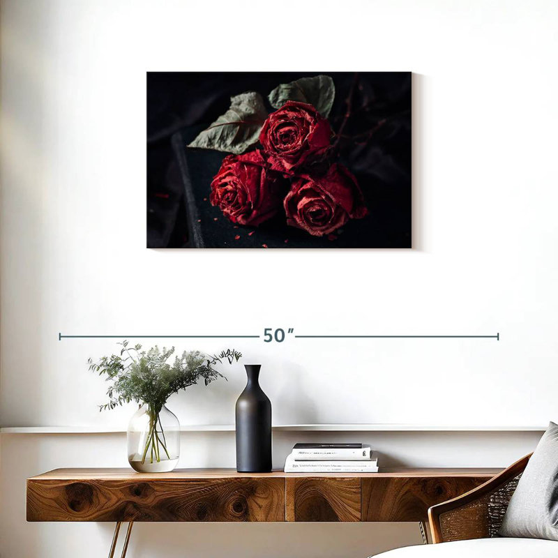 Hitzel Dried Red Roses, 20" H x 30" W