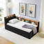 Lit de jour simple à hauteur ajustable en velours avec tête de lit à rangement et chargement sans fil, lit de jour multifonctionnel avec lit gigogne et lumières DEL-1552563602