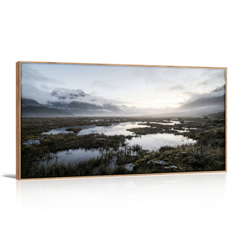 Ensemble de 1 tableau sur toile représentant un lac de montagne, L 48 po x H 24 po, Natural