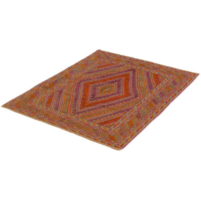 Tapis unique brûlé orange brûlé / mauve noué à la main 4 pi 9 po x 5 pi 10 po