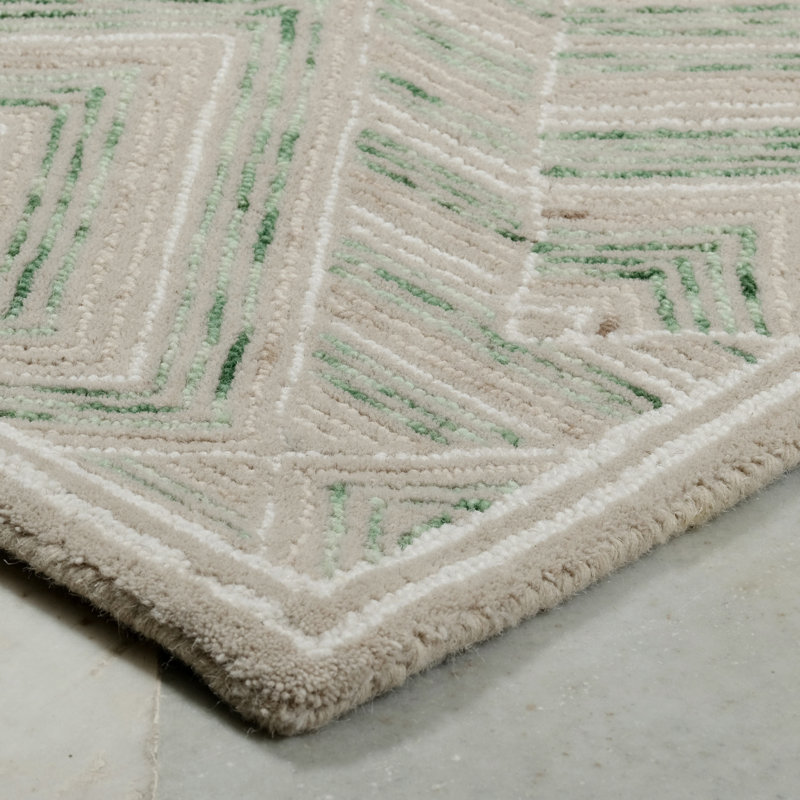 Cyprus Hand-Tufted Cut/Loop Pile Textured Geometric Wool Rug, 2'3" x 8'
