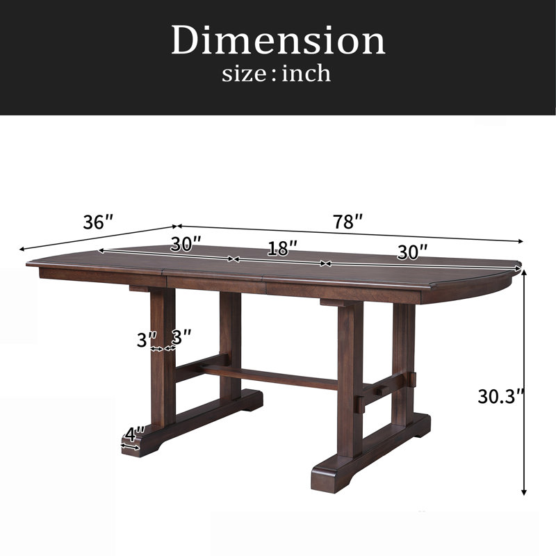 Table de salle à manger extensible 60 "à 78", table de cuisine en bois de ferme avec rallonge amovible, grande table extensible pour 4 à 8 personnes
