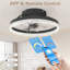Ventilateur de plafond décoratif à DEL 16 po - Plafonnier encastré moderne avec anneau en acrylique d'inspiration cristal, pales cachées, télécommande et lumière à intensité variable pour les maisons élégantes-2114626374-2114626369