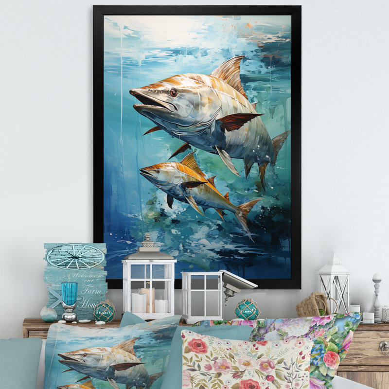 «Fishing Majestic Marlins II», reproduction d'art sur toile, Cadre photo noir, H 32 po x l 24 po x P 1 po
