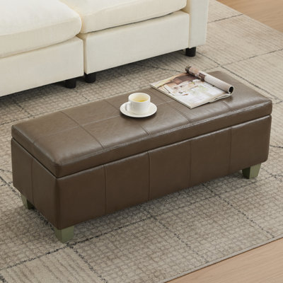 Banc de rangement rembourré en similicuir