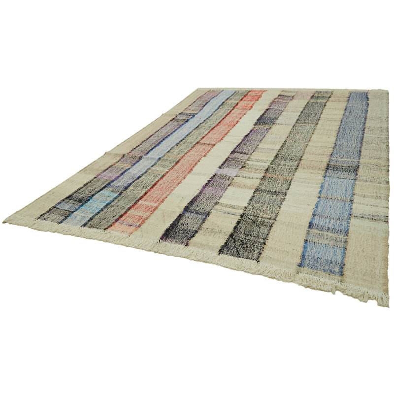 Isabelline Shatell Beige Geometric Wool Handmade Area Rug | Wayfair