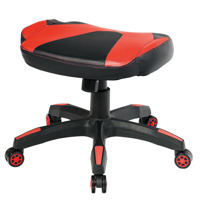 Adjustable Height Ergonomic Lab Stool with Wheels, Red