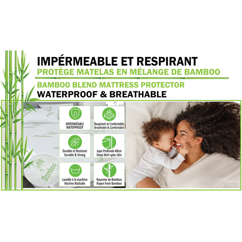 Protège-matelas en rayonne de bambou, Grand