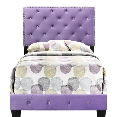 Captivant lit simple mauve - H 47 po x l 42 po x P 77 po, nécessite un assemblage, un revêtement en velours, rembourré de mousse, rehausse la beauté de la pièce