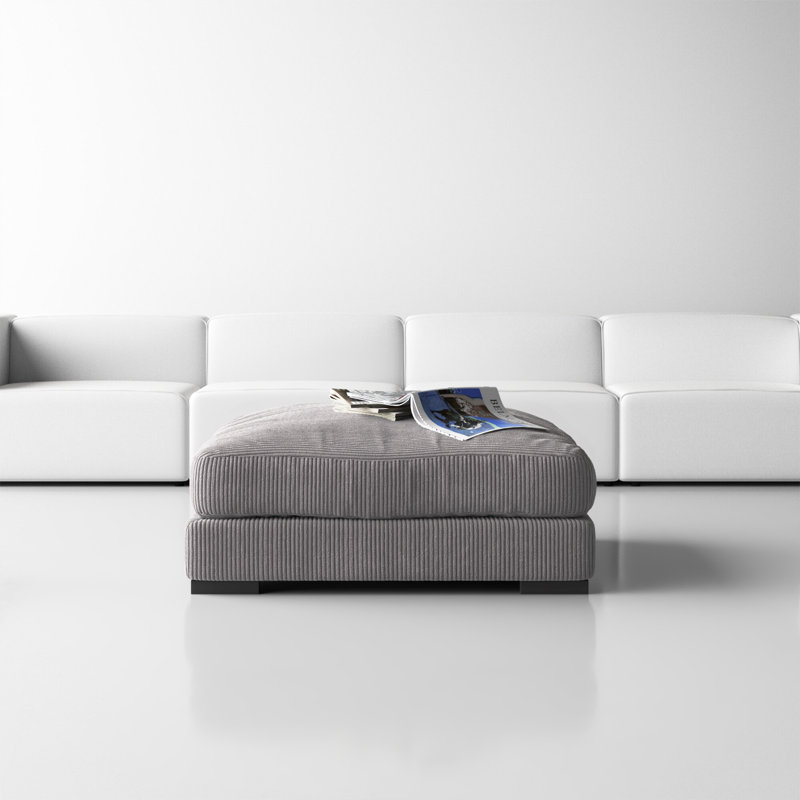 Lonsdale Upholstered Ottoman, Gray Corduroy