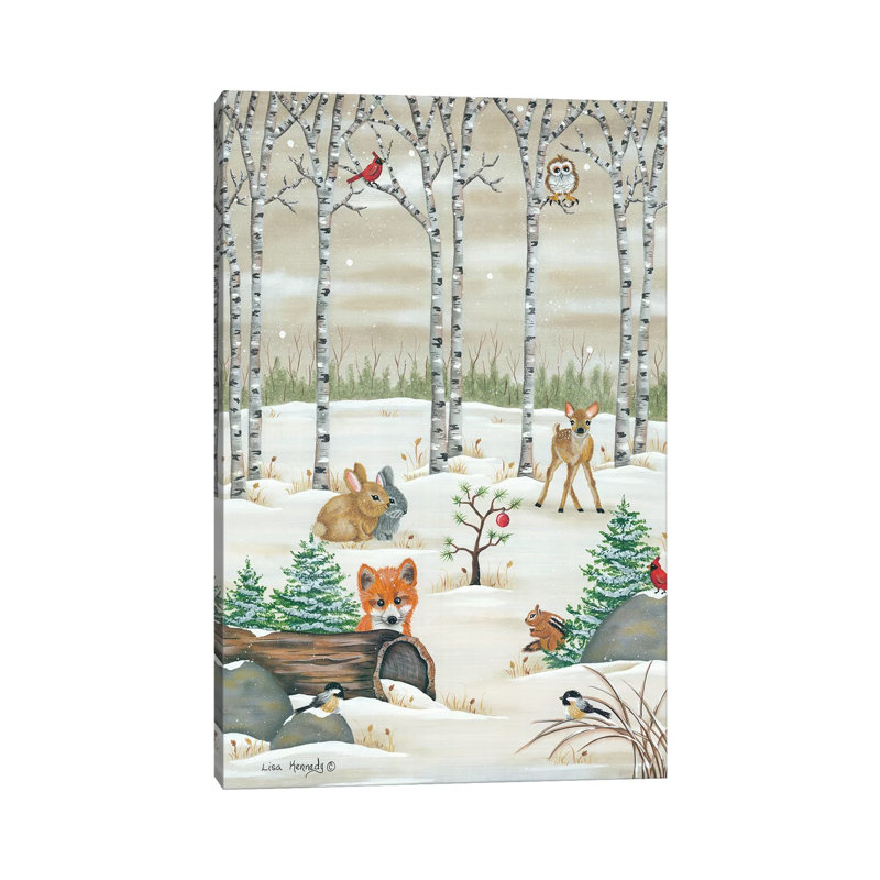 «Woodland Critters» par Lisa Kennedy - reproduction d'art sur toile tendue, H 12 po x l 8 po x P 0,75 po