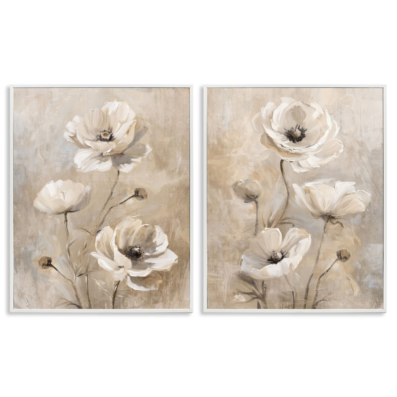  «Neutral Toned Flora», ensemble de 2 estampes numériques par Nina Blue, H 20 po x l 16 po