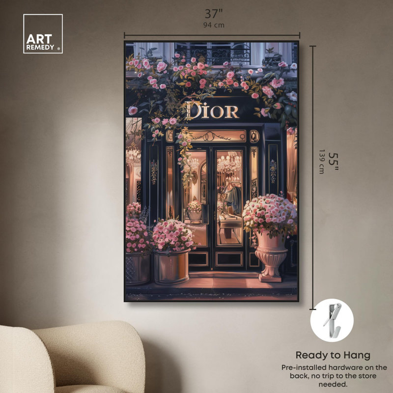 Toile élégante et glamour «Elegant Night Storefront II» par Art Remedy, H 55 po x l 37 po, Noir, noir, noir, noir