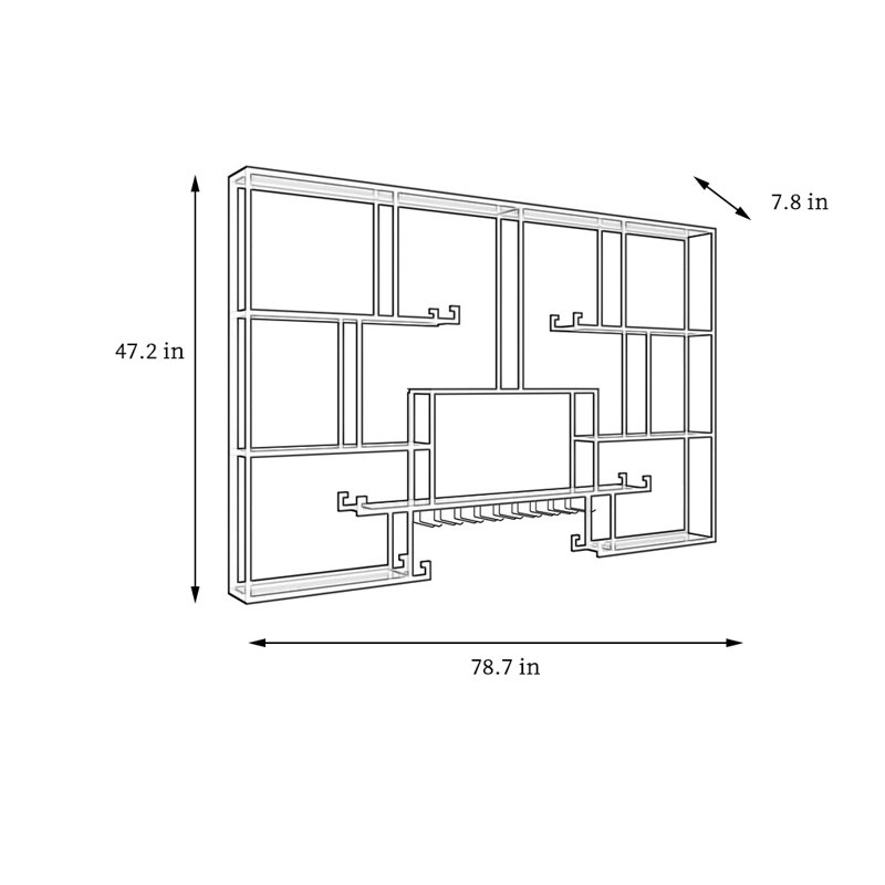 Porte-bouteilles mural simple L, Doré, H 47,2 po x l 78,7 po x P 7,8 po