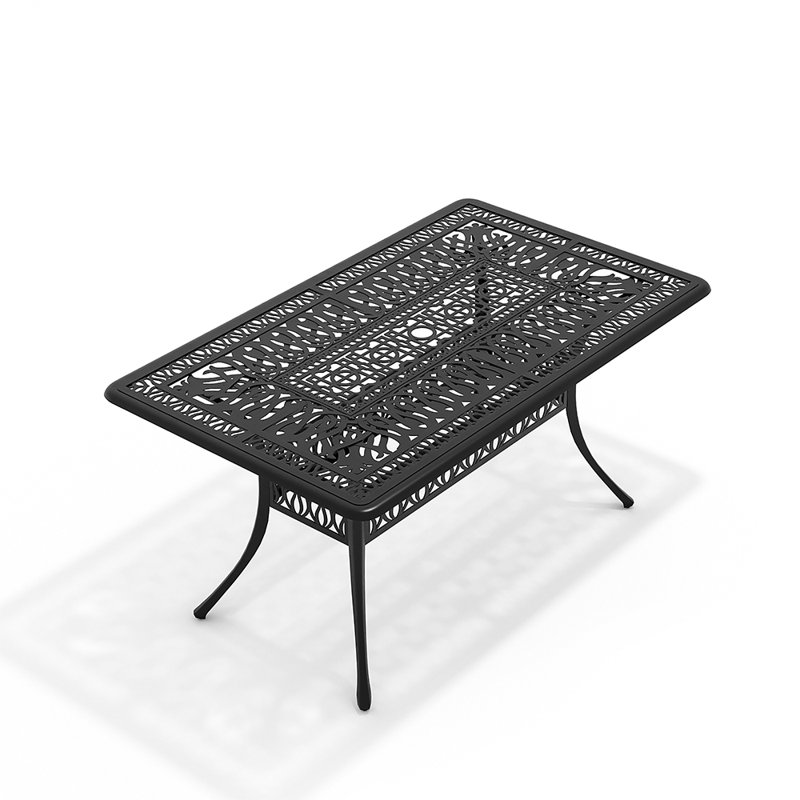 Cheetara Rectangular Metal Outdoor Dining Table With Umbrella Hole , 149.5cm cm W 89cm cm D, Black