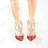 Red Studded High Heels | Beige Framed Matted Print for Decor