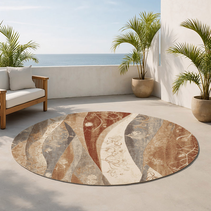 Tapis intérieur et extérieur Twilight Gleam, Rond 5 pi