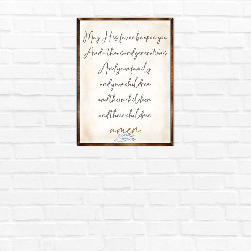 «Blessing Quote Sign - May His Favor Be on You», art textuel sur bois, H 22 po x l 17 po x P 0,5 po