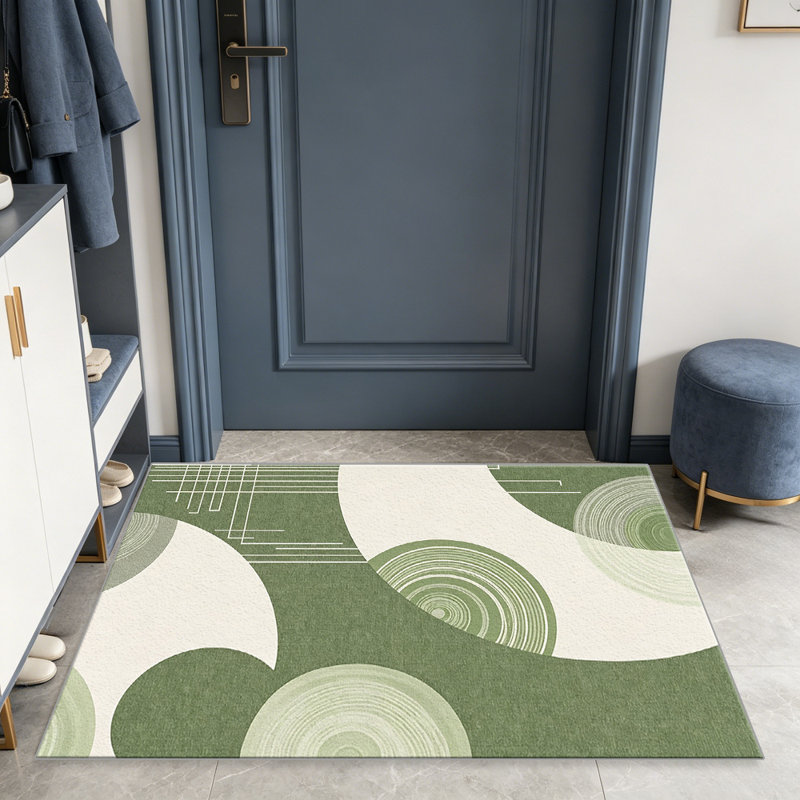 Modern Art Deco Green carpet-easy to clean, machine-washable, soft and comfortable; suitable for door mats, kitchens, living rooms, bedrooms, corridors, and laundry areas. Easy to clean, durable carpet for home decoration.