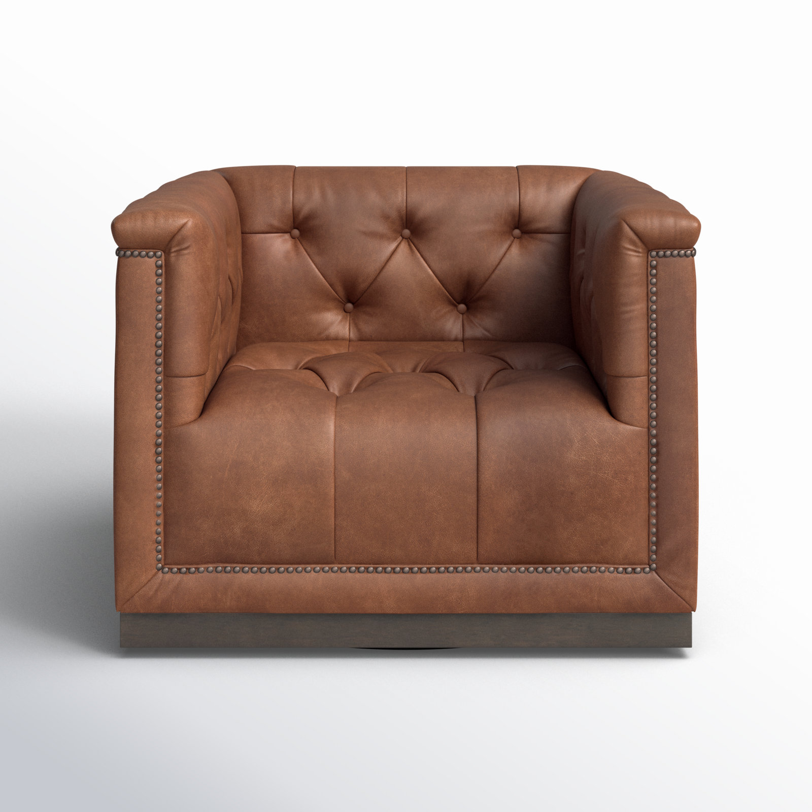 Byer Swivel Armchair, Heirloom Sienna/Dark Brown Genuine Leather