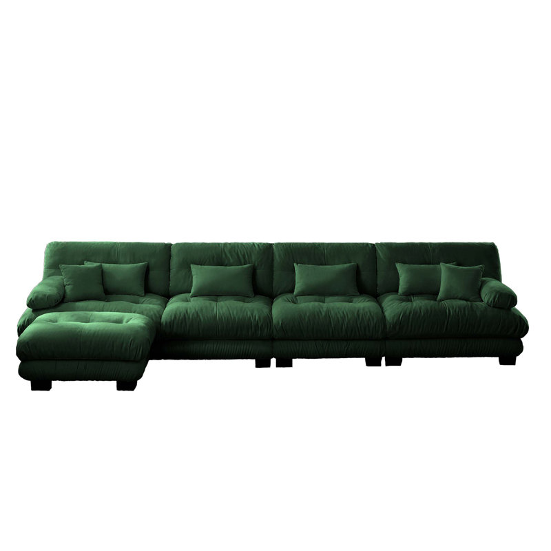 Free Combination, Modular Sectional Sofa,L Shaped Couch For Living Room, 4-Seater Comfy Cloud Couch With Convertible Ottoman,Chenille