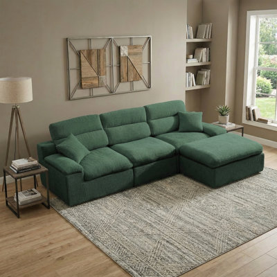 Canapé modulaire moderne en L en chenille moderne, canapé Cloud confortable avec siège profond, canapé-lit à 4 places sans outil pour le salon
