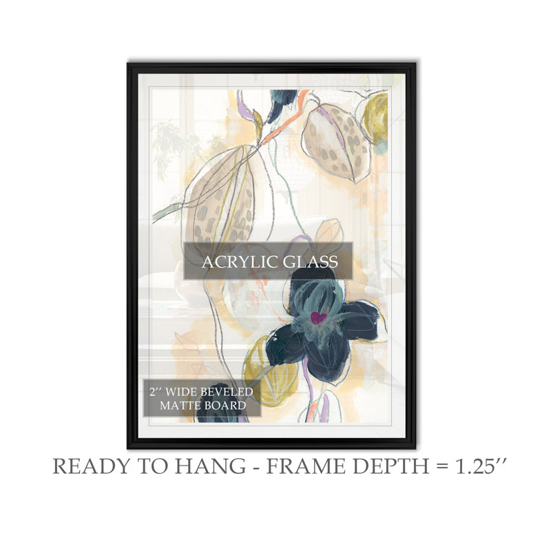 «Abstracted Orchid I», reproduction sur toile, H 18,5 po x l 24,5 po x P 1,5 po, Cadre noir