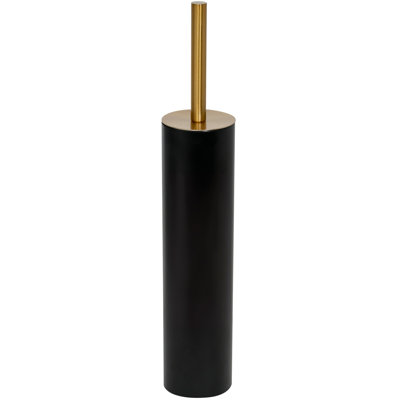 Porte-gobelet mince et mince, doublure amovible en plastique et grande brosse de toilette, noir mat et or