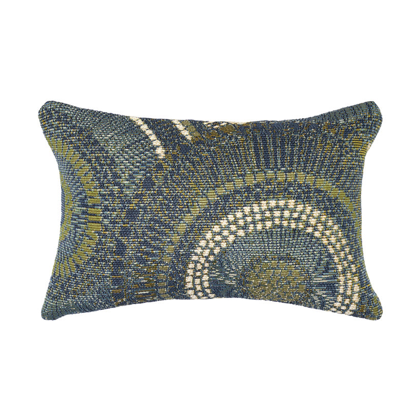 Azure Blue and Gold Rectangular Indoor/Outdoor Pillow